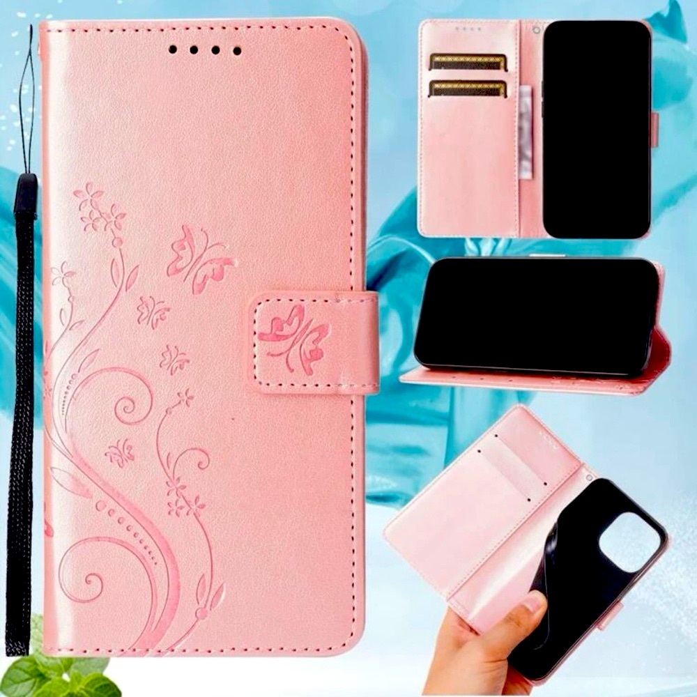 NEW IPhone 14 Pro Max Wallet Phone Case Pink Butterfly